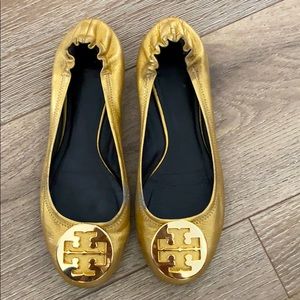 Tory Burch Gold Reva ballerina Flats